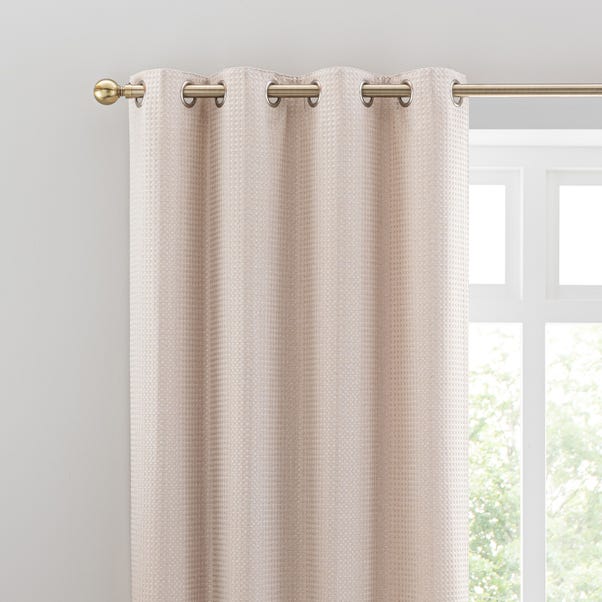 Recycled Basketweave White Sand Eyelet Curtains  undefined