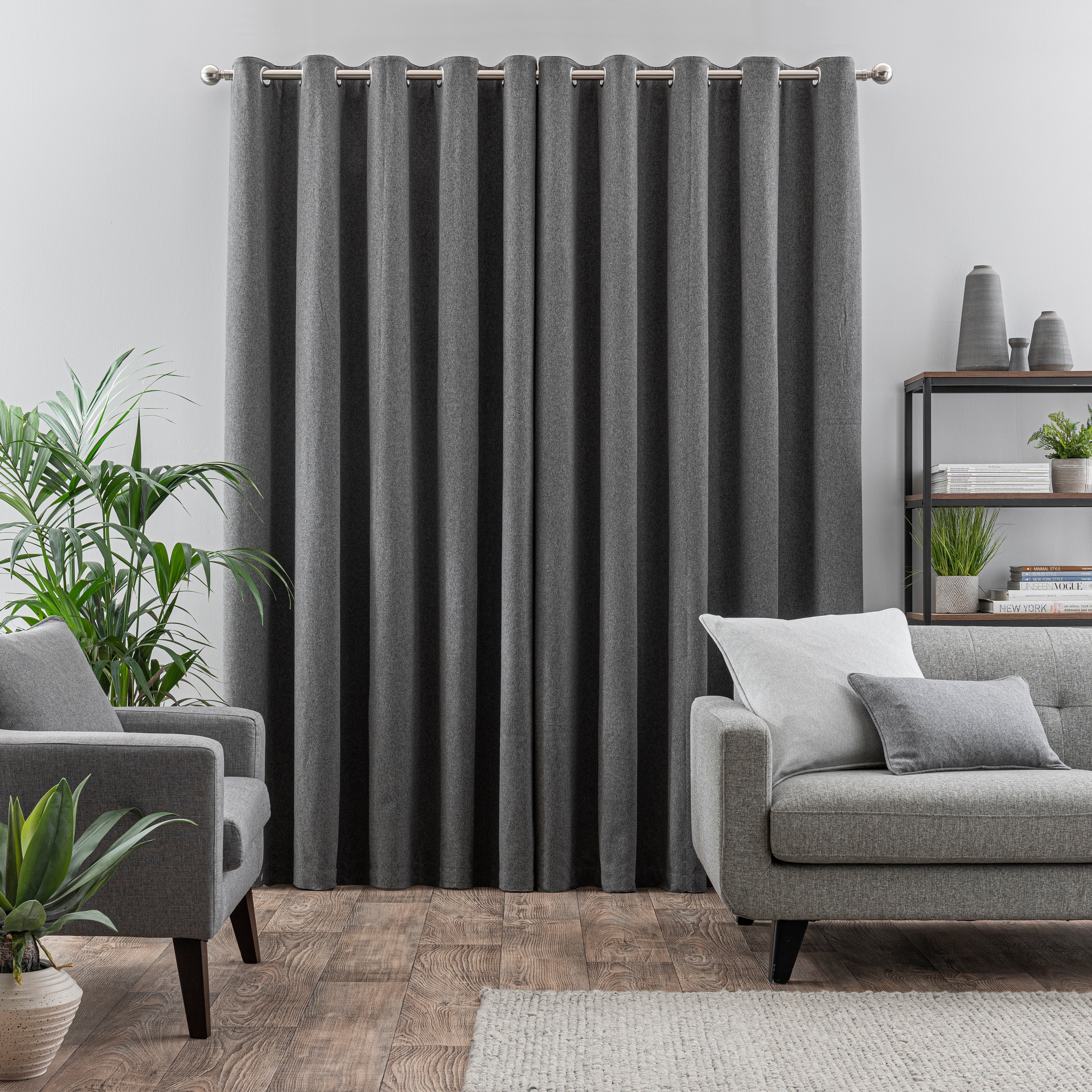 Luna Brushed Reversible Blackout Eyelet Curtains | Dunelm