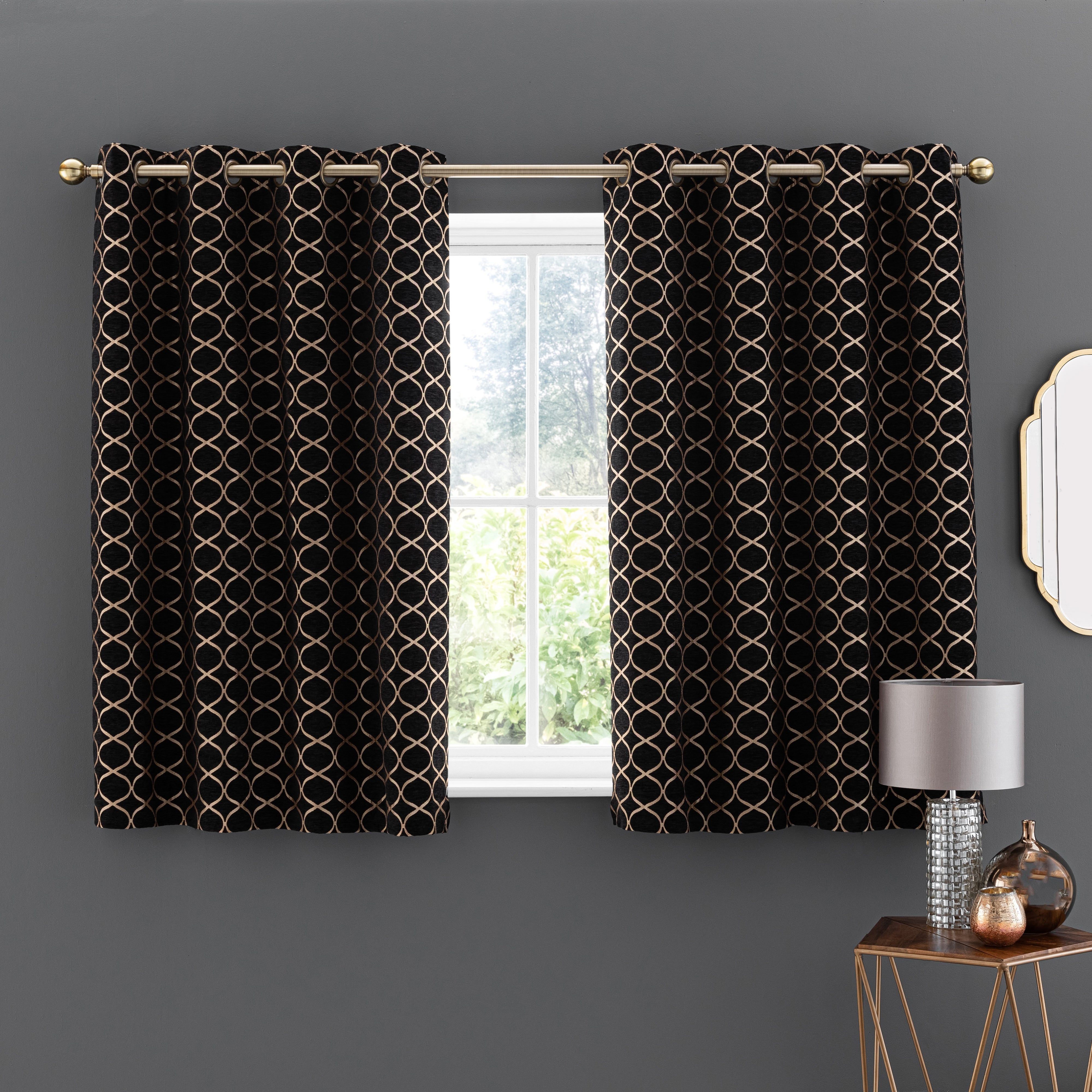 Chenille Ogee Eyelet Curtains | Dunelm