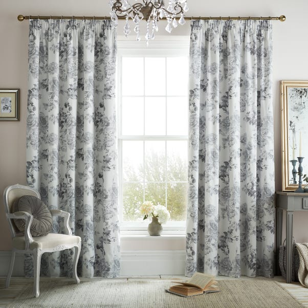 Holly Willoughby Tamsin Grey Blackout Pencil Pleat Curtains image 1 of 5