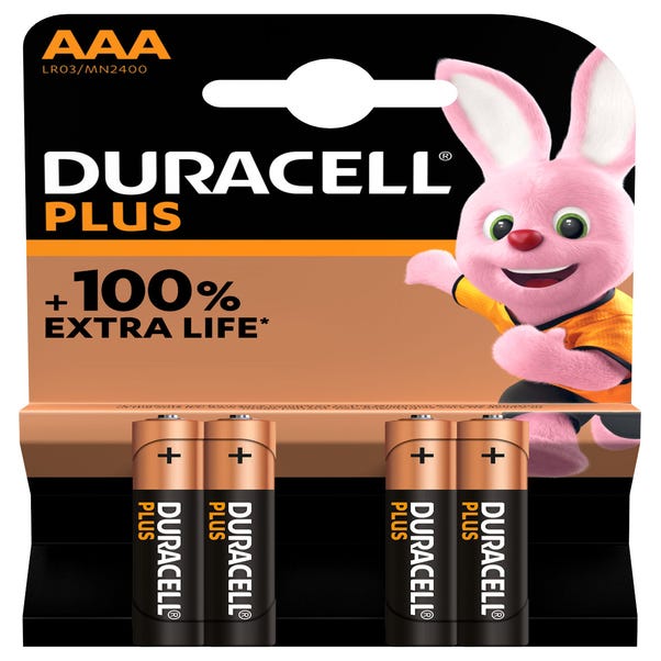Pack of 4 Duracell Plus 100 AAA Batteries image 1 of 1