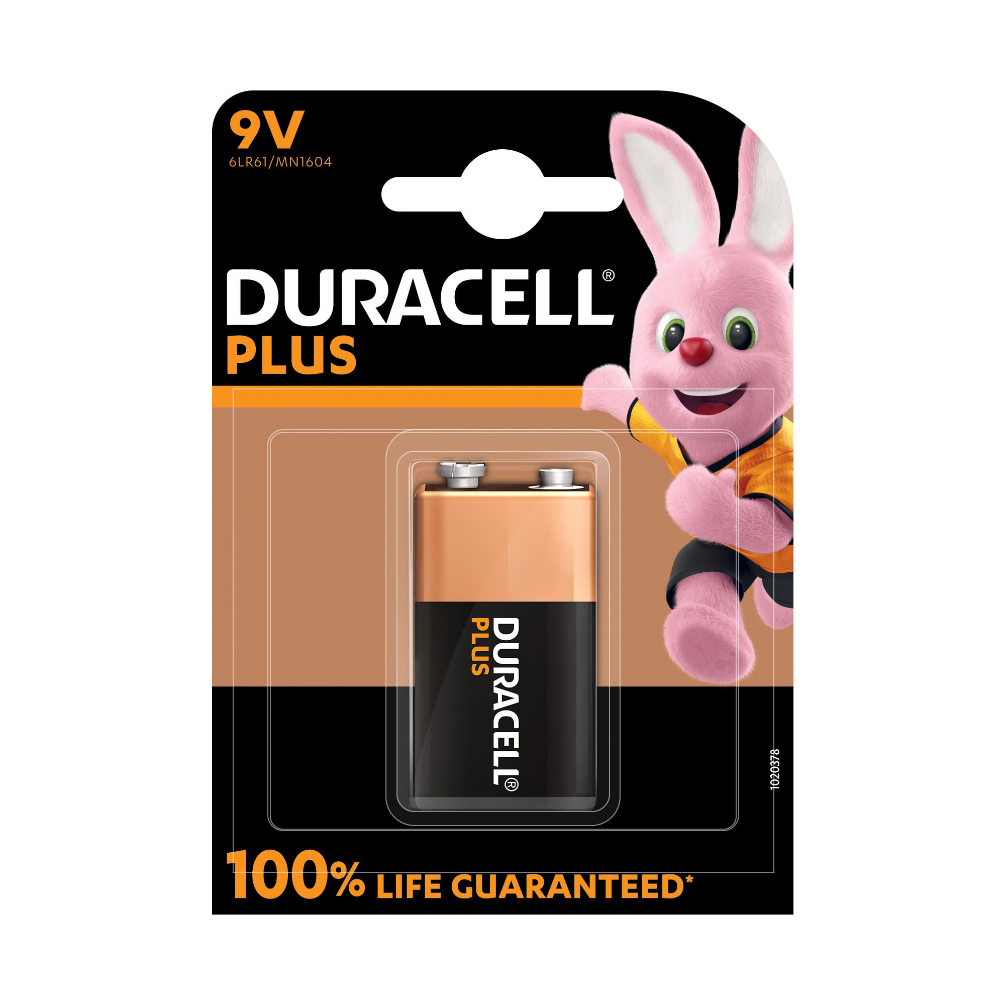 Pack of 1 9V Duracell Plus 100 Batteries