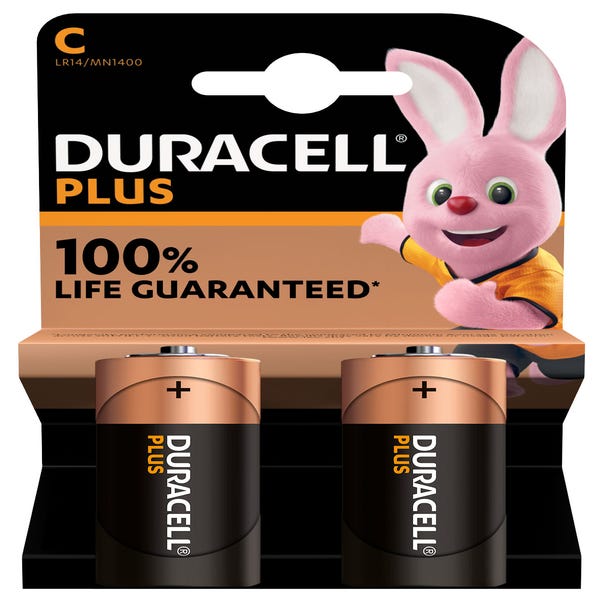 Pack of 2 Duracell Plus 100 C Batteries image 1 of 1
