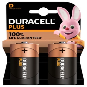 Pack of 2 Duracell Plus 100 D Batteries