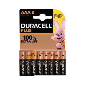 Pack of 8 Duracell Plus 100 AAA Batteries