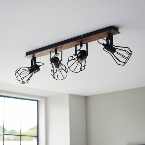 milas 4 light black industrial spotlight bar