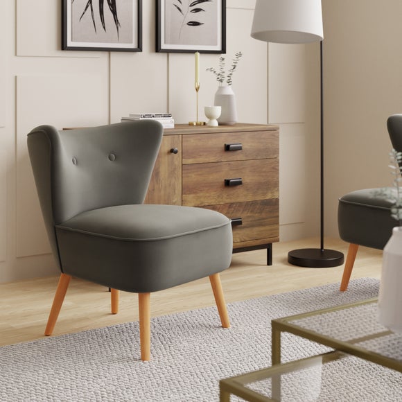 Grey velvet cocktail deals chair