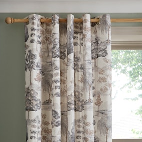 Watercolour Trees Eyelet Curtains