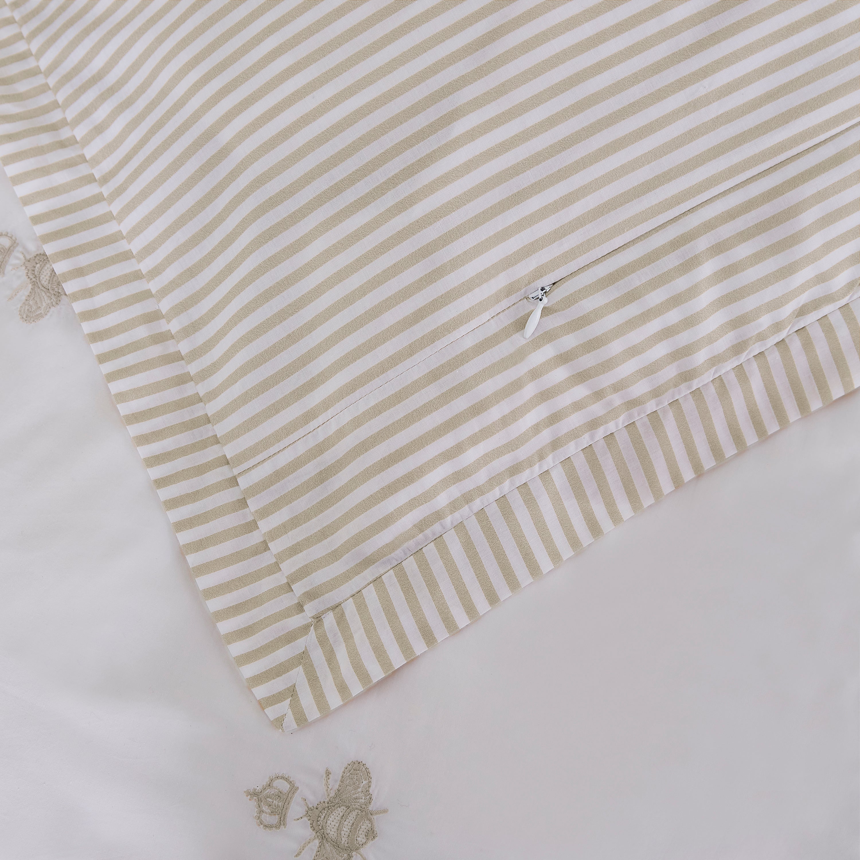 Dorma Bee Embroiderey 100% Cotton Duvet Cover and Pillowcase Set | Dunelm