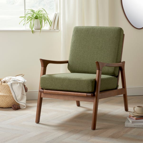Elements Maddox Woolly Herringbone Accent Chair Olive