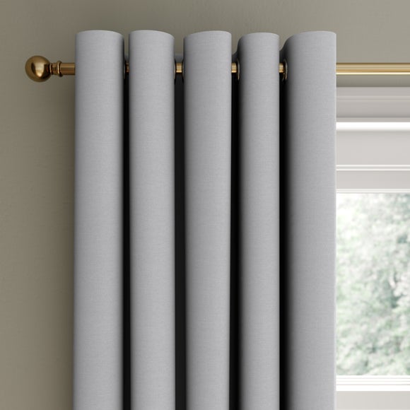 Berlin Soft Grey Blackout Eyelet Curtains | Dunelm