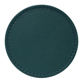 Set of 4 Round Reversible Peacock Navy Faux Leather Coasters
