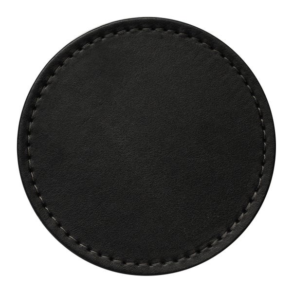 Set of 4 Black & Grey Faux Leather Reversible Round Coasters image 1 of 2
