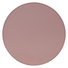 Set of 4 Round Reversible Blush Rose Faux Leather Placemats