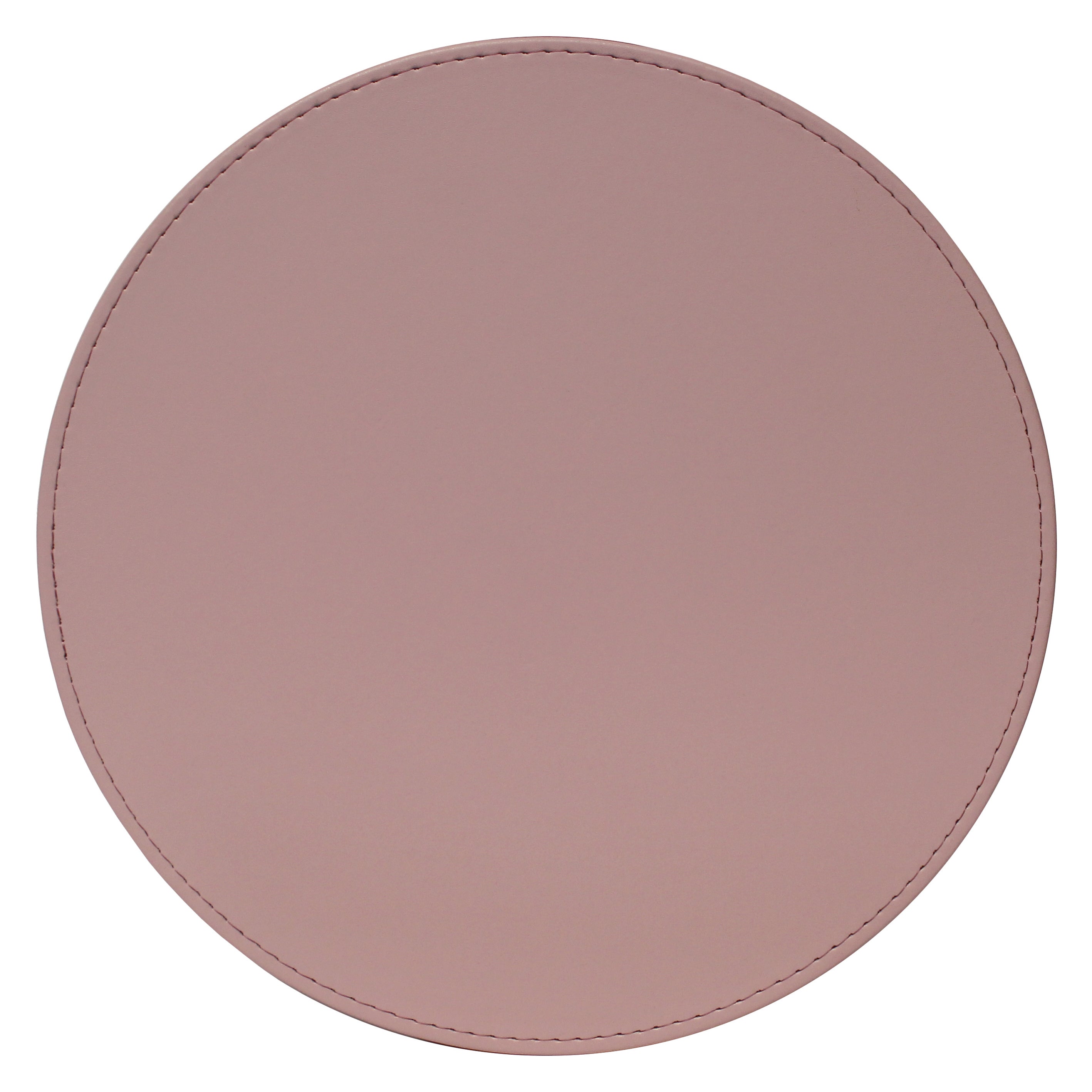 Set of 4 Blush & Rose Faux Leather Reversible Round Placemats