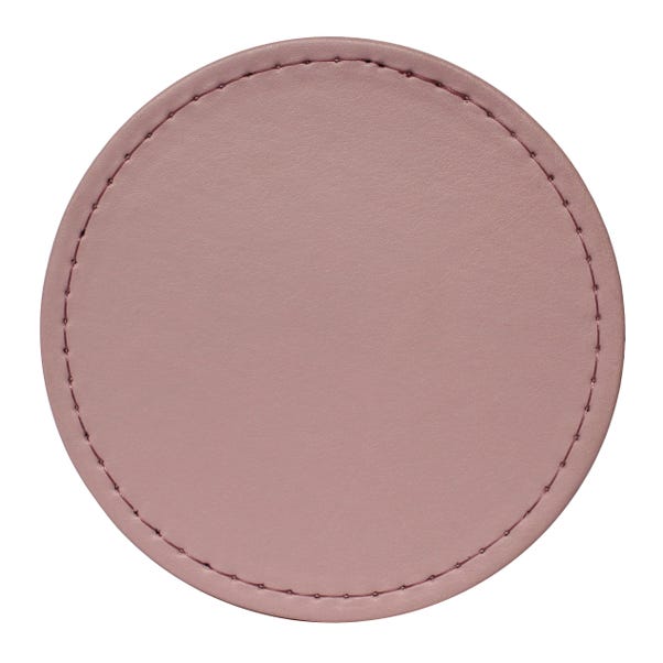 Set of 4 Round Reversible Blush Rose Faux Leather Coasters Blush
