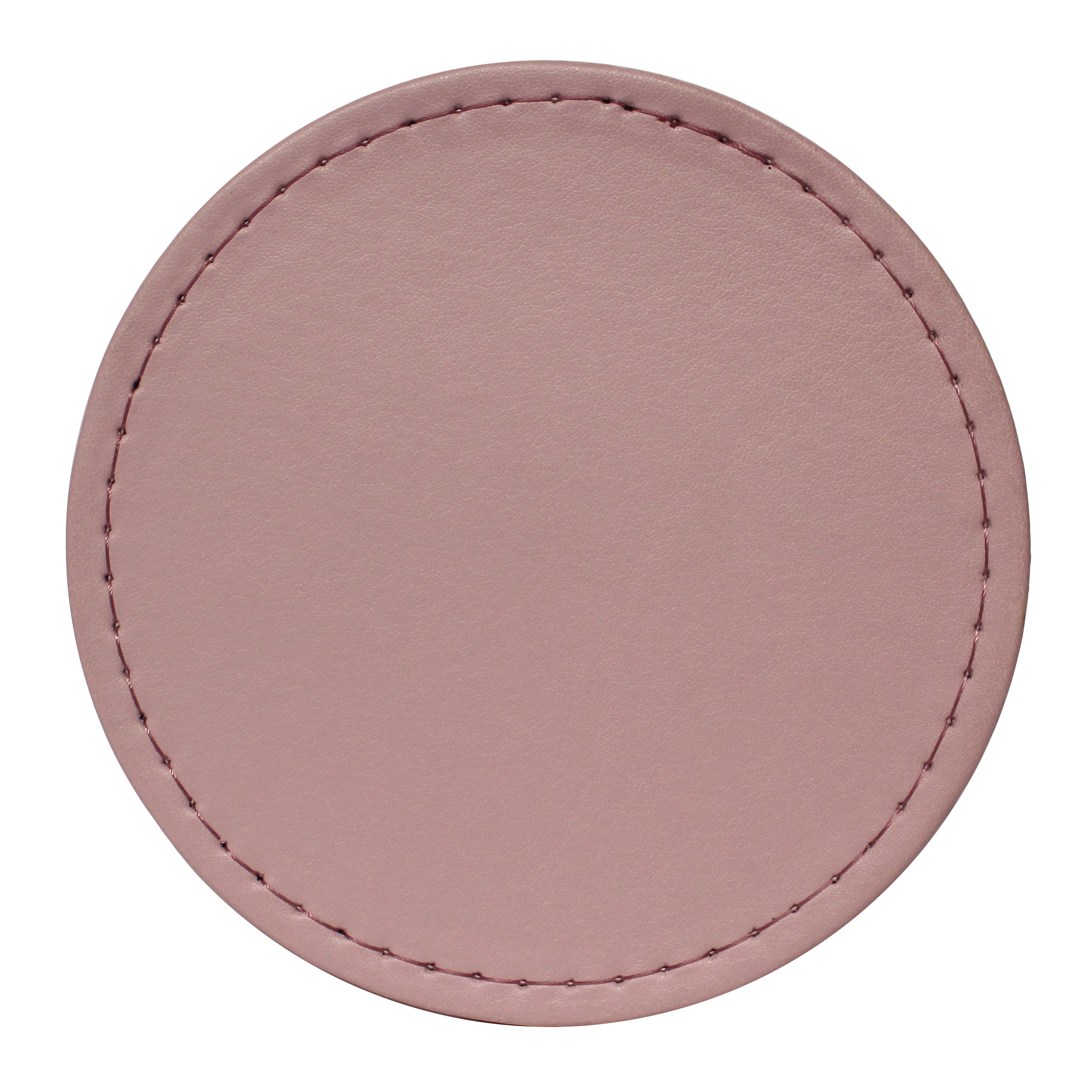 Set of 4 Blush & Rose Faux Leather Reversible Round Coasters