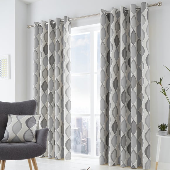 Fusion Lennox Grey Eyelet Curtains Dunelm   30756675 Alt01 