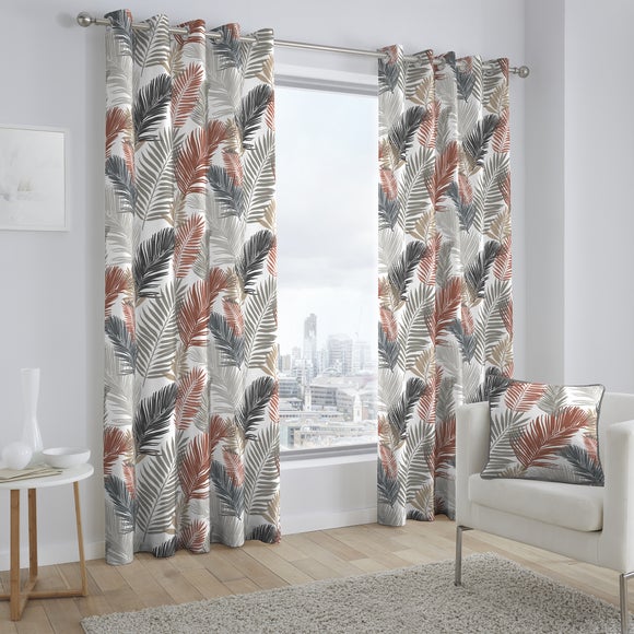 Fusion Tropical Copper Eyelet Curtains Dunelm