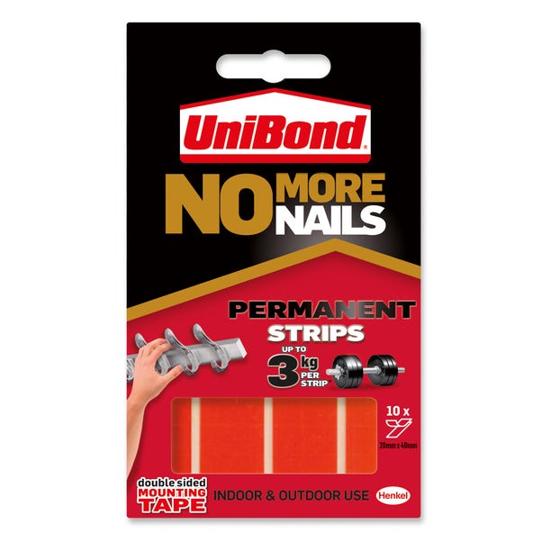 UniBond No More Nails Permanent Strips 10 Pack White