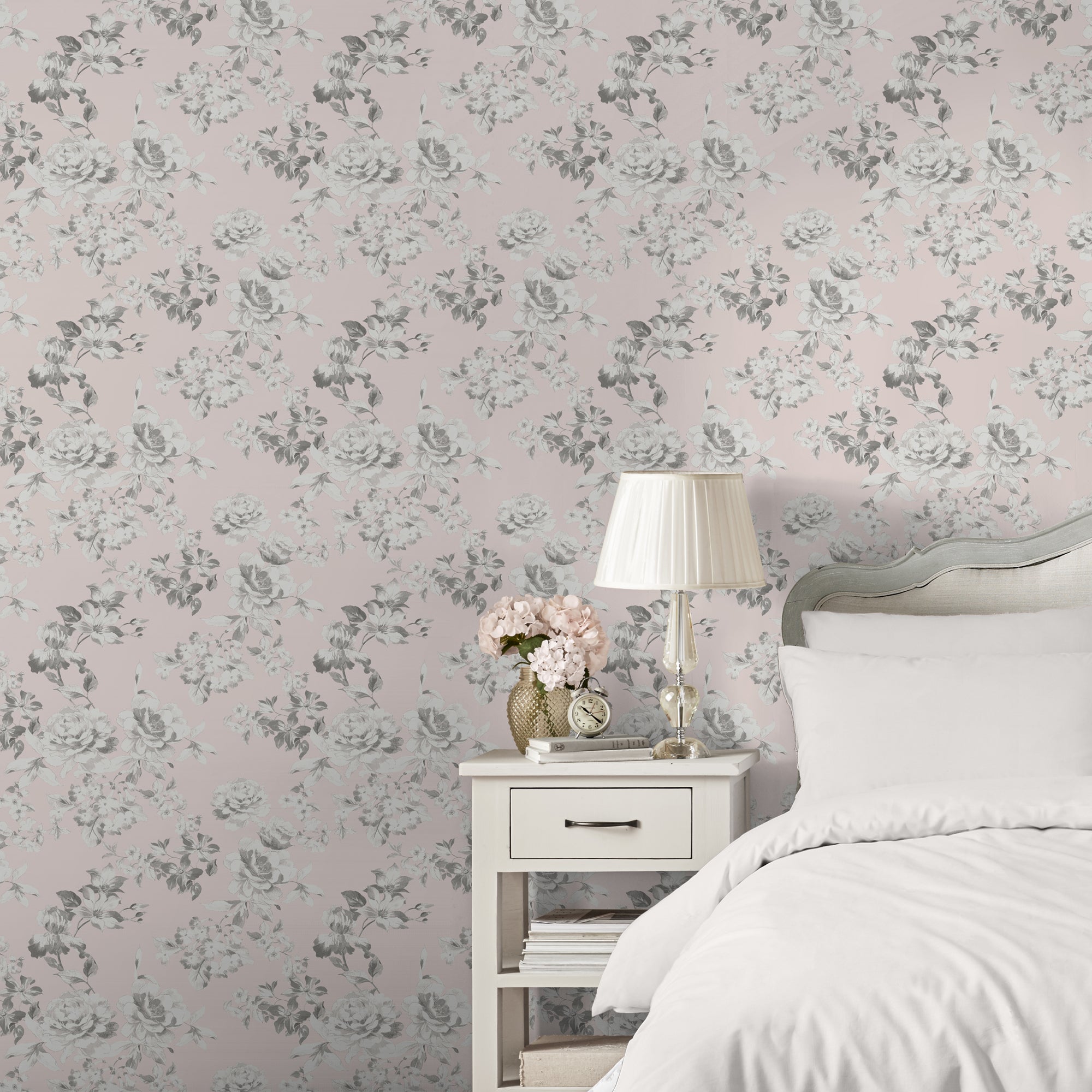Click to view product details and reviews for Holly Willoughby Tamsin Blush Wallpaper Blush Grey White.