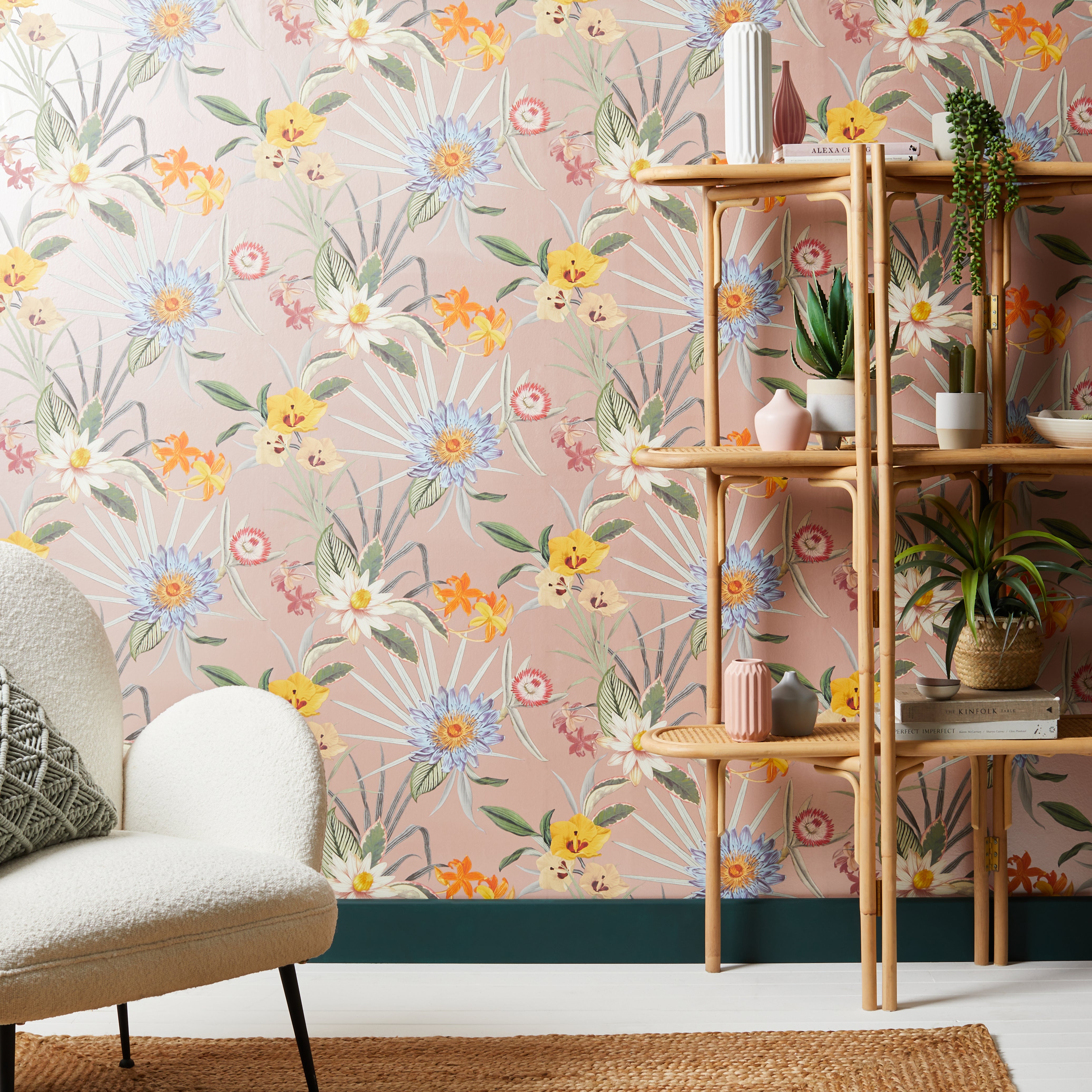 Tropical Floral Blush Wallpaper | Dunelm