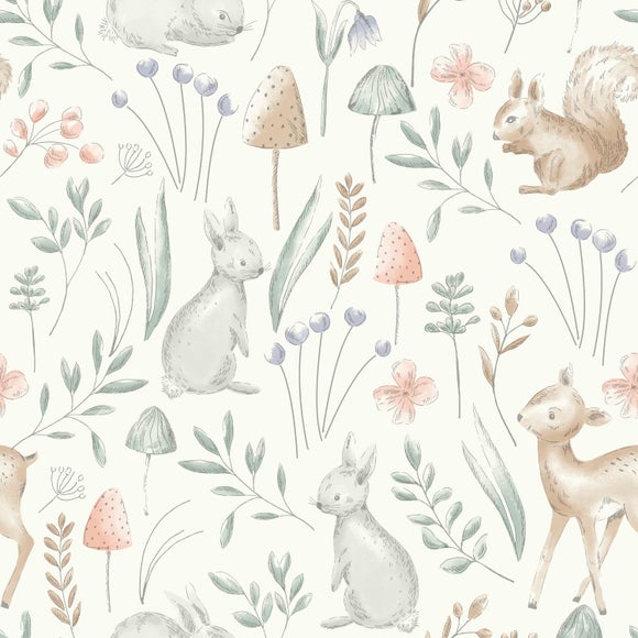 Watercolor Woodland Animals Wallpaper Mural  Hovia