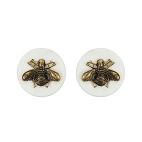 Pack of 2 Brass Bee Round Drawer Knobs