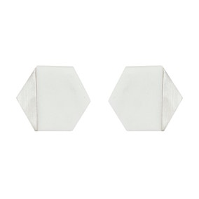 Pack of 2 Brass Silver and Marble Hexagon Door Knobs