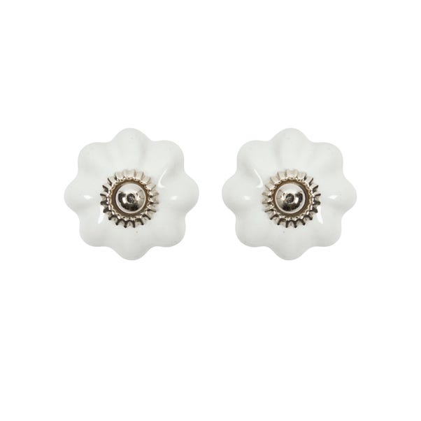 Pack of 2 Ceramic Floral White Door Knobs image 1 of 2