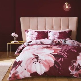 Catherine Lansfield Dramatic Floral Claret Duvet Cover and Pillowcase Set