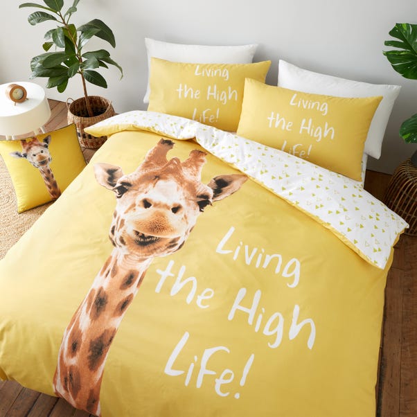 Catherine Lansfield Yellow Giraffe Duvet Cover and Pillowcase Set image 1 of 10