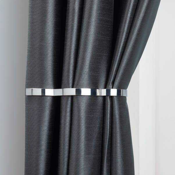 Mix and Match Wave Curtain Holdback Pair Satin Steel (Silver)