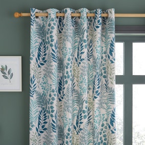 Catherine Lansfield Hartwood Leaf Green Eyelet Curtains