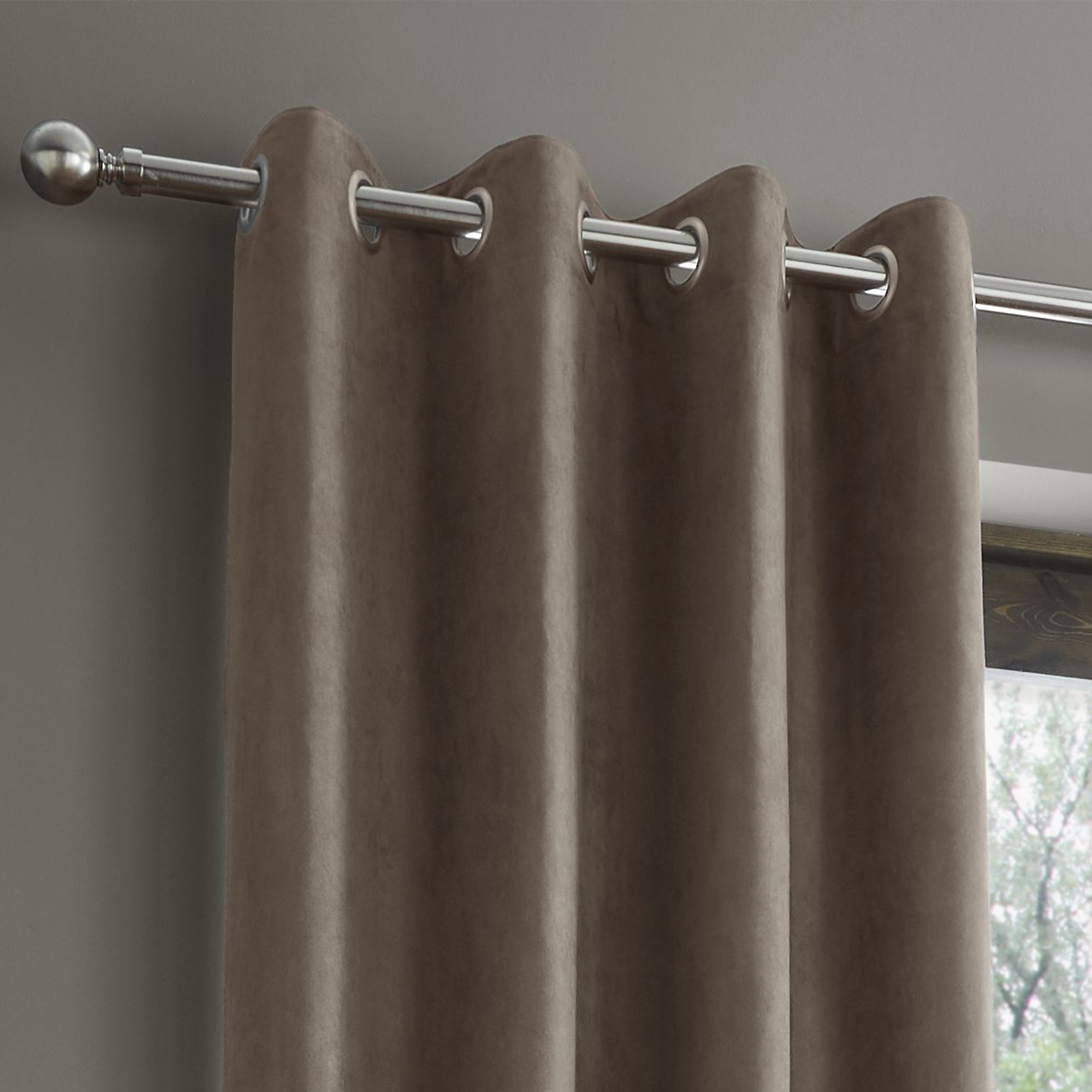 Photos - Curtains & Drapes Catherine Lansfield Faux Suede Mink Eyelet Curtains Mink 