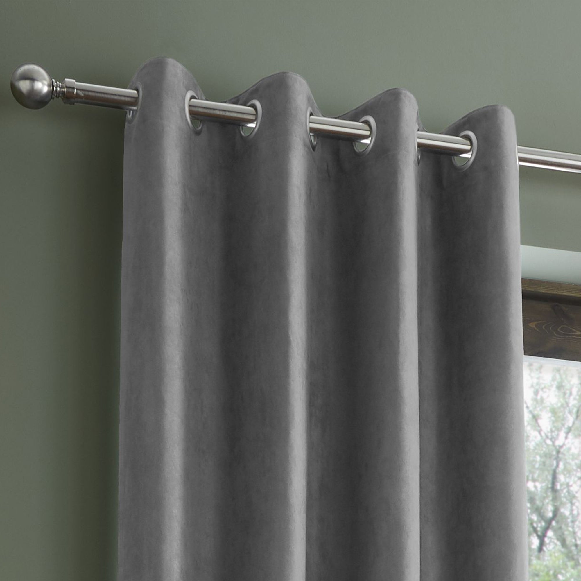 Photos - Curtains & Drapes Catherine Lansfield Faux Suede Grey Eyelet Curtains Grey 
