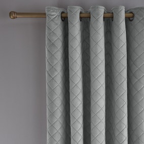 Catherine Lansfield So Soft Luxe Velvet Silver Eyelet Curtains