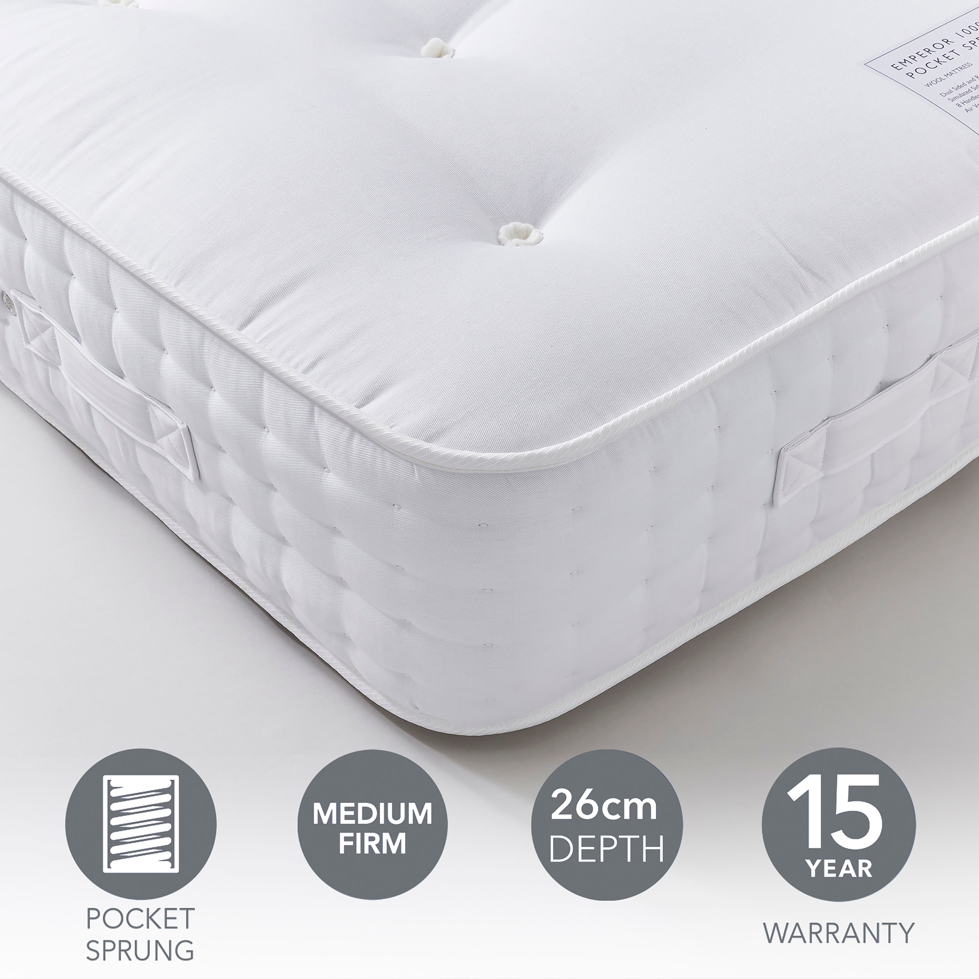 Hotel Emperor Wool 1000 Pocket Sprung Mattress Cream