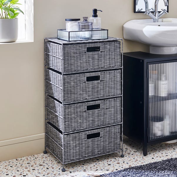 Recycled Plastic Grey Rattan Drawer Tower image 1 of 1