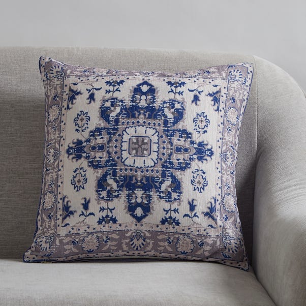 Oriental Grey and Navy Printed Cushion