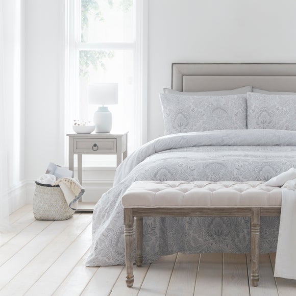 Drift Savari Silver Eco Friendly Duvet Cover And Pillowcase Set Silver