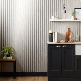 Wooden Slat Grey Wallpaper