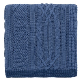 Joules Costal Cable Blue Throw