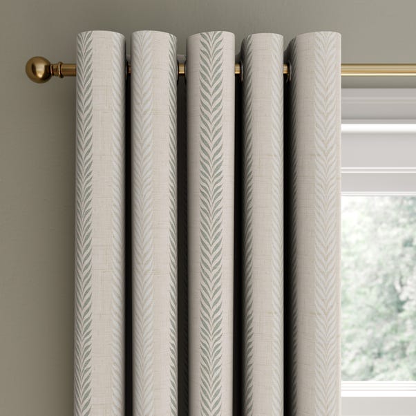 Striped Leaves Natural Eyelet Curtains  undefined