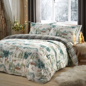 Dream and Drapes Lodge Snow Scene 100% Brushed Cotton Duvet Cover Set