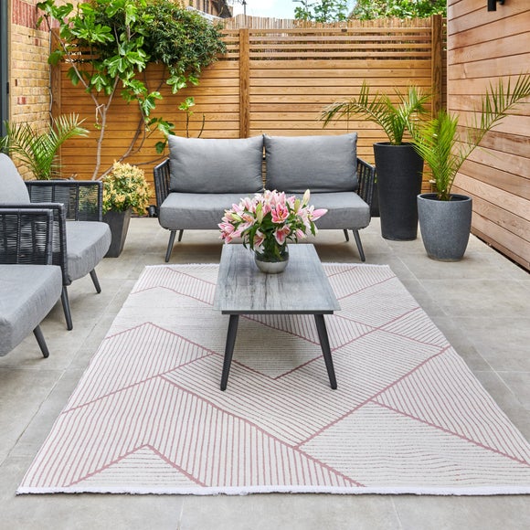 Jazz Chevron Indoor Outdoor Rug Pink