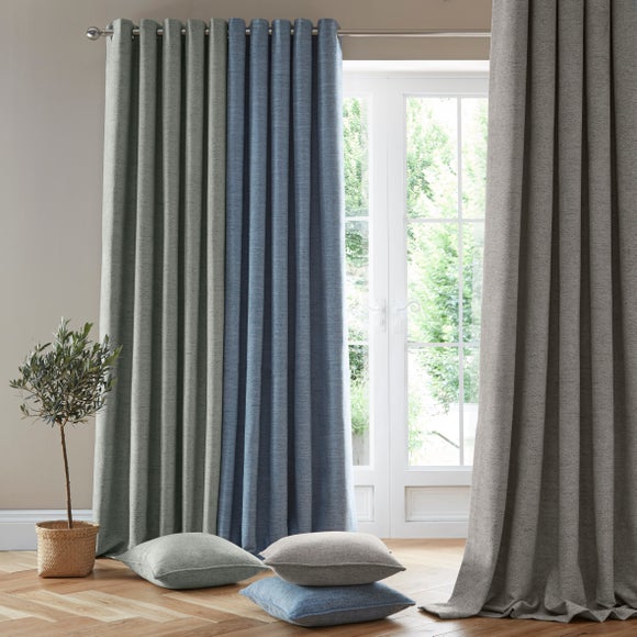 Churchgate Swithland Herringbone Ashley Blue Eyelet Curtains Dunelm