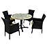 Avignon Dining Table with 4 Stockholm Black Chairs Set Natural