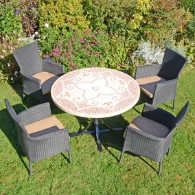 Provence Dining Table with 4 Stockholm Black Chairs Set