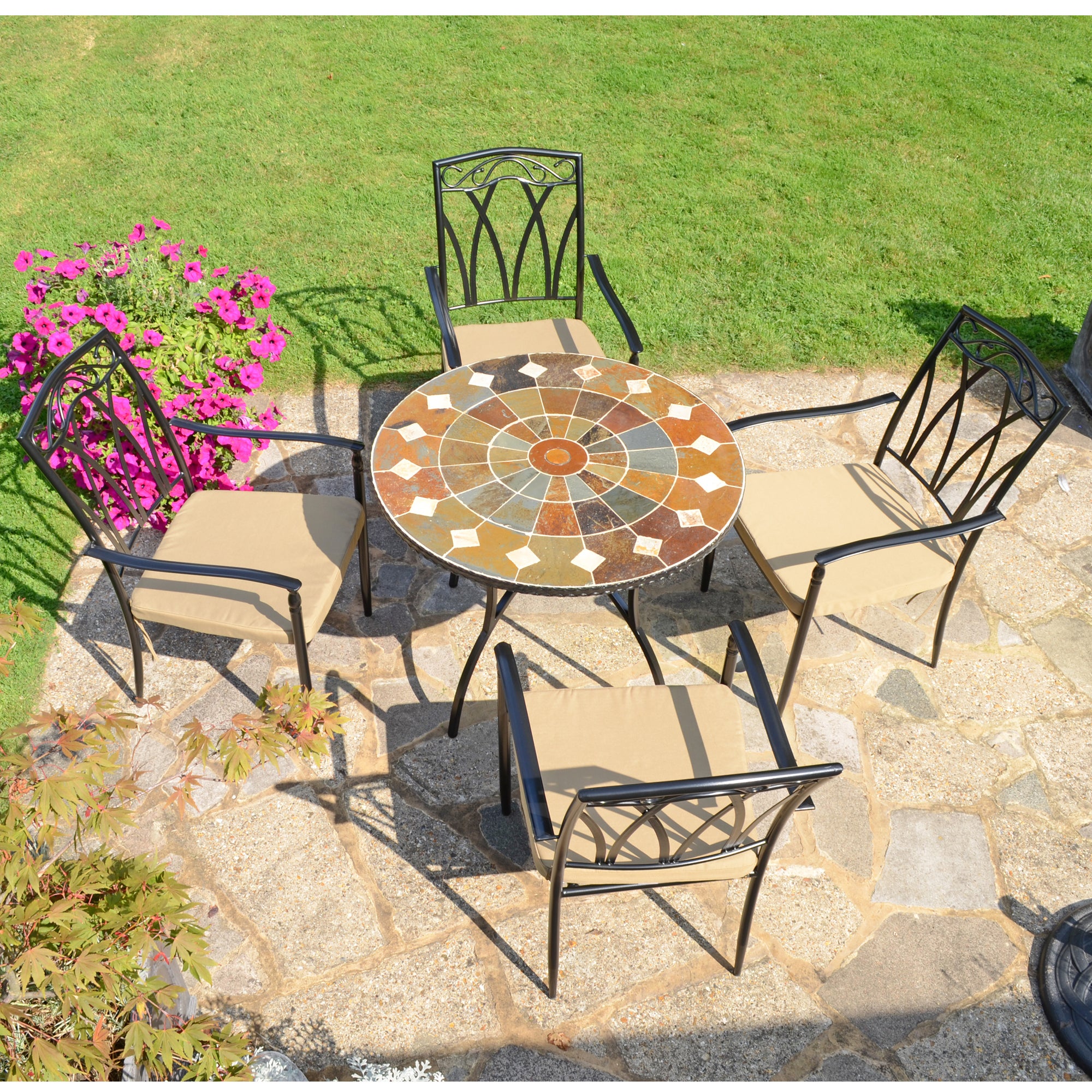 Granada Table with 4 Ascot Chairs Set MultiColoured